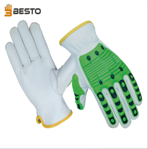 BESTO 1039 Slip & Impact Resistant Mechanical Hazard Safety Leather Work Gloves
