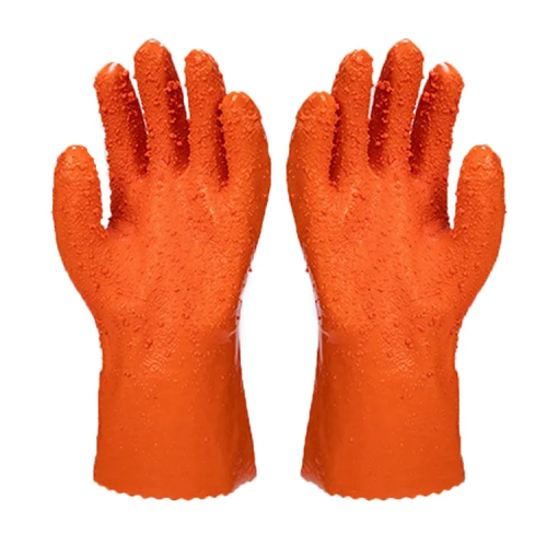 Orange PVC 708 Anti Slip & Waterproof Strong Grip Safety Protection Gloves 