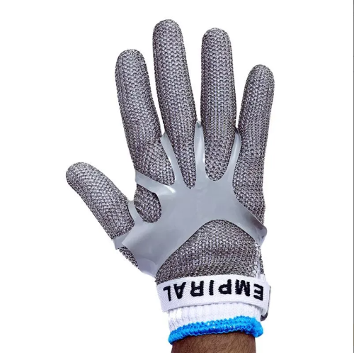 Stainless Stell Cut Resistant Metal Mesh Chain Glove With Textile Strap & Elastic Grip